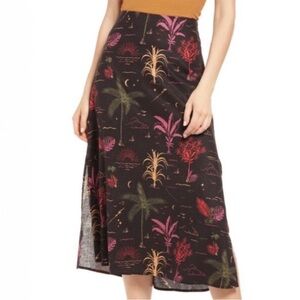 NWT Marine Layer Ryan Midi Hemp Slip Skirt Beach Wizard Tropical Boho Print